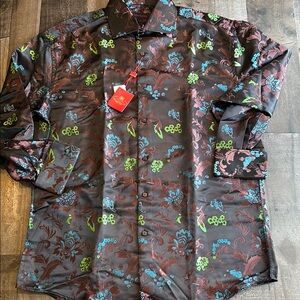 Leonardi new with tags brocade button down shirt